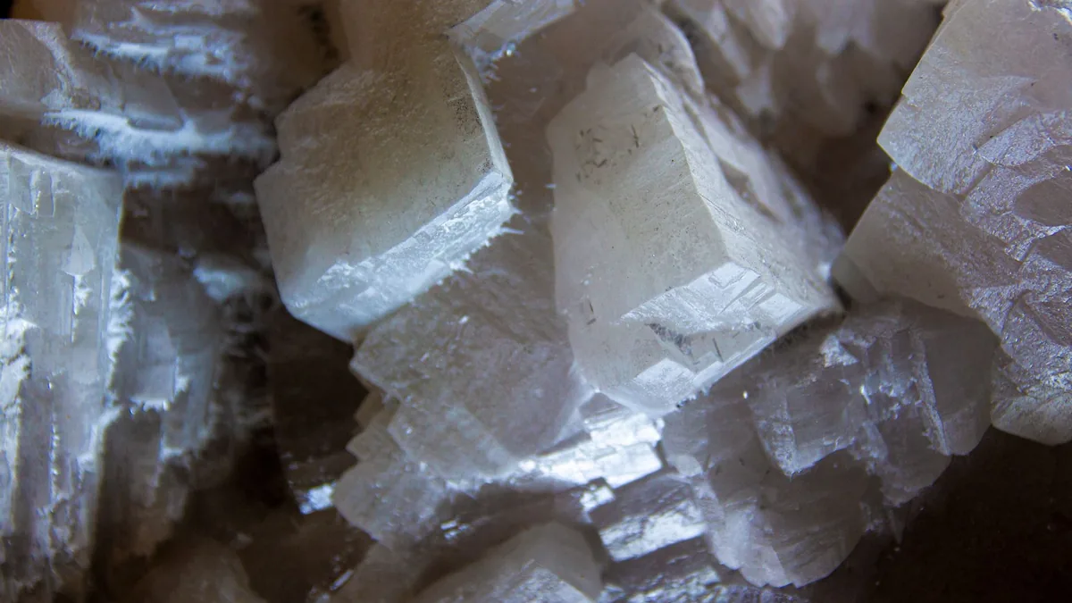 Detailed view of intricate ice crystal structures showcasing natural beauty.